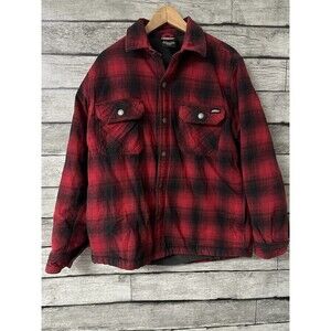 Dickies Jacket Mens Medium Red Buffalo Plaid Sherpa Lined Full Zip